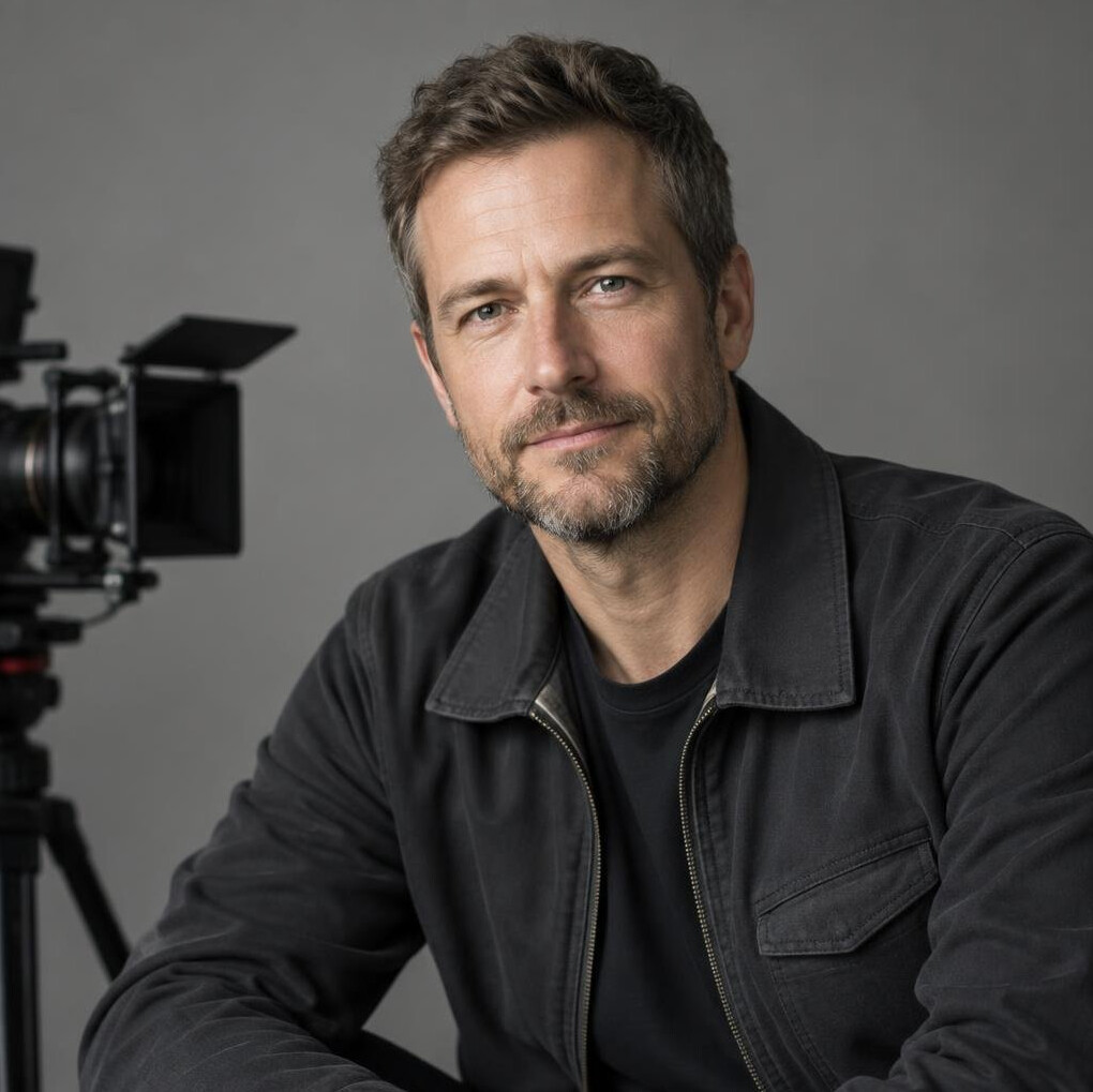 Portrait of a man cinematographer with a short beard